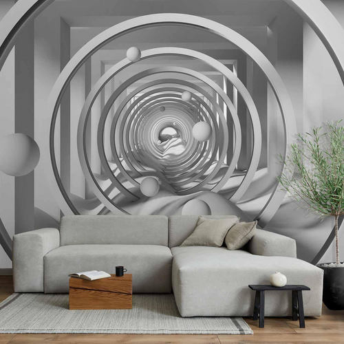 Tapet decorativ cu model geometric, efect de profunzime
