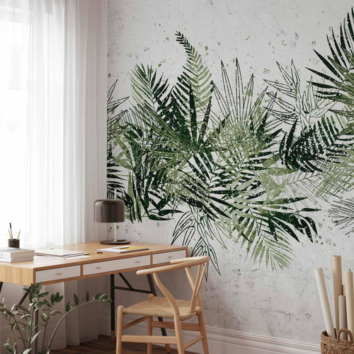 Tapet decorativ cu frunze tropicale verzi
