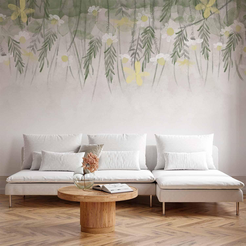 Tapet decorativ cu flori în stil acuarelă