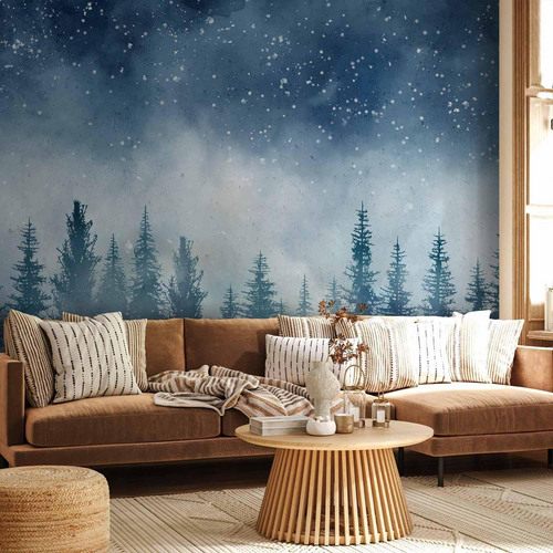 Tapet decorativ peisaj nocturn cu pădure