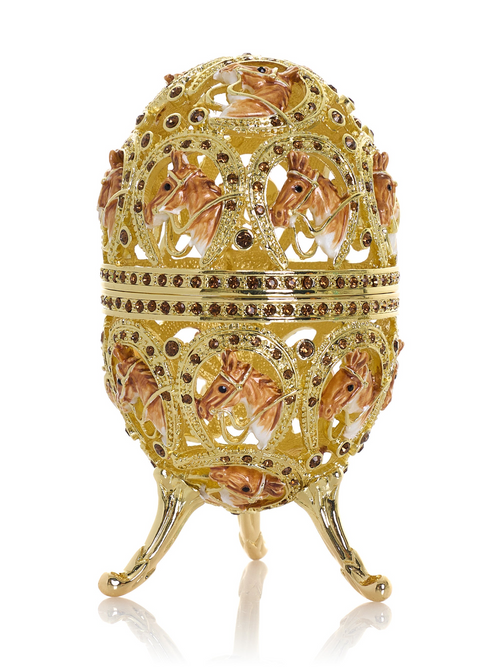 Cutie Keren Kopal stil ou Faberge auriu cu cai