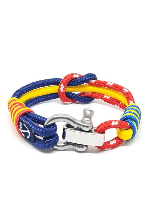 Brățară nautică handmade bleumarin, roșu și galben