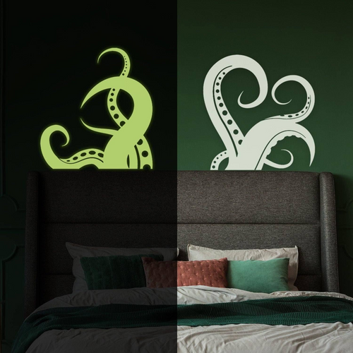 Sticker de perete fosforescent cu tentacule de caracatiță pentru decor marin