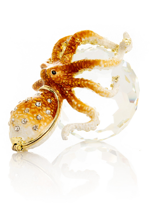 Cutie decorativă cu caracatiță pe cristal