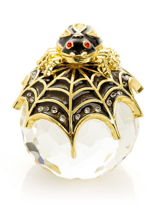 Cutie trinket cu cristal și figurina păianjen