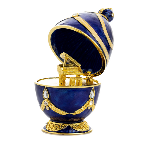 Ou stil Fabergé albastru cu surpriză: pian auriu - Keren Kopal