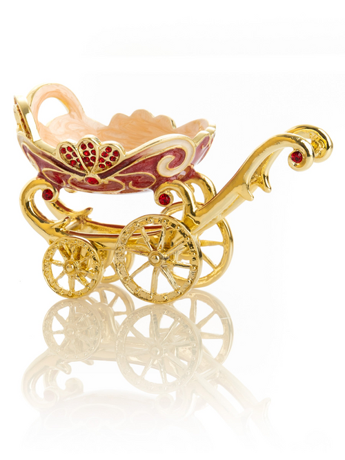 Cutie decorativă tip landou vintage roșu pentru bijuterii