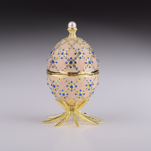 Cutie decorativă tip ou Fabergé roz