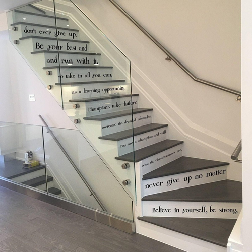 Sticker decorativ motivațional pentru scară, din vinil, cu citate inspiraționale