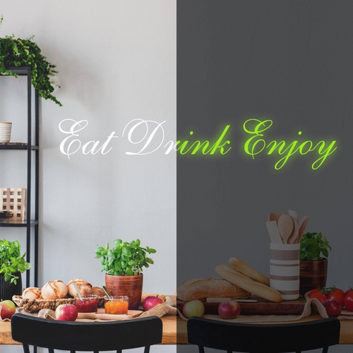 Sticker decorativ fosforescent „Eat Drink Enjoy” pentru bucătărie