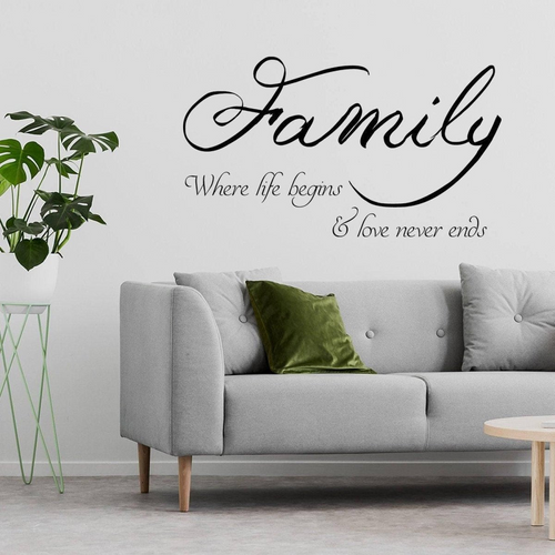 Sticker de perete motivațional cu mesaj despre familie și iubire