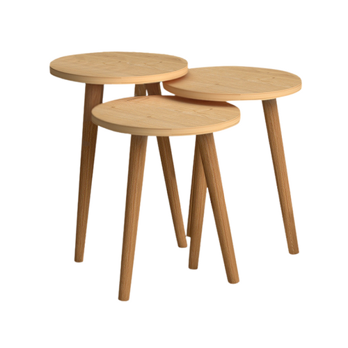 Set de măsuțe de cafea CHIARA, finisaj stejar, 3 piese