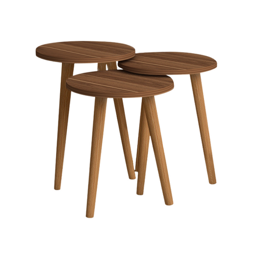 Set de măsuțe de cafea CHIARA, finisaj nuc, 3 piese