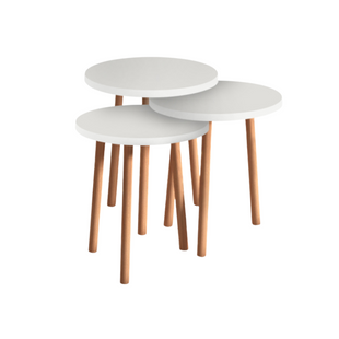 Set de măsuțe de cafea TINA alb, 3 piese