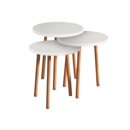 Set de măsuțe de cafea TINA alb, 3 piese