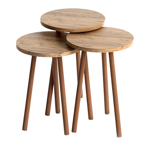 Set de măsuțe de cafea TINA cu finisaj stejar, 3 piese