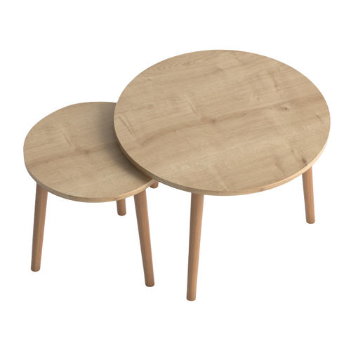 Set de măsuțe de cafea MARIA, finisaj stejar, 2 piese