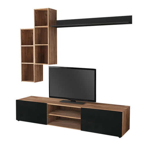 Set mobilier TV LINDAU nuc deschis cu negru 180 cm