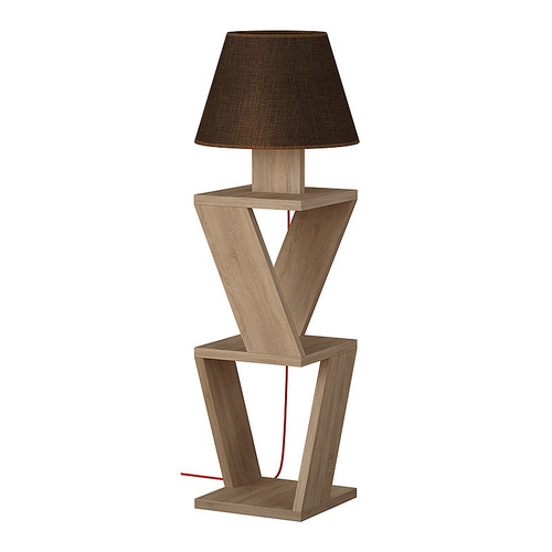 Lampadar IBIZA din stejar și maro, cu noptieră integrată