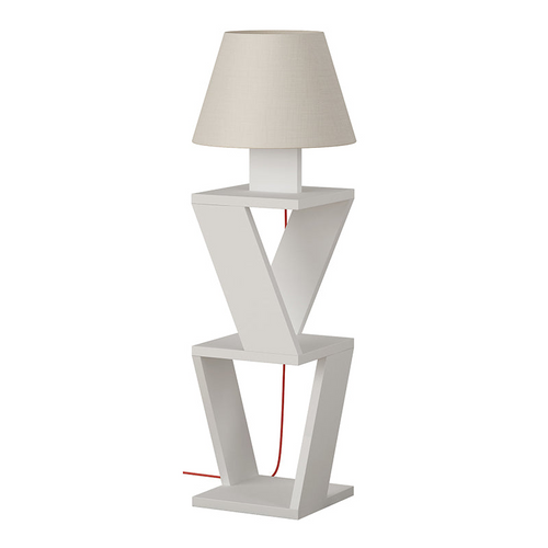 Lampadar alb cu noptieră integrată
