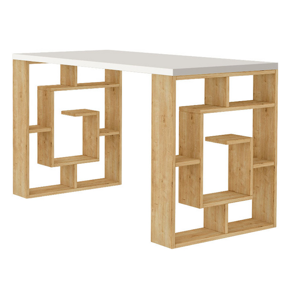 Birou MARBELLE alb – stejar 140x60x75cm