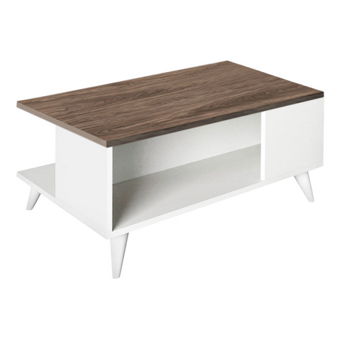 Măsuță de cafea albă cu finisaj nuc, design modern