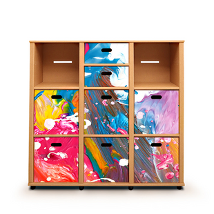 Comodă din carton ARTIST cu sertare imprimate