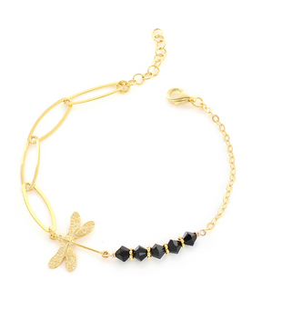 Brățară elegantă placată cu aur de 18K, cu cristale negre