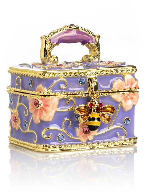 Cutie decorativă vintage, cu închidere magnetică și ornamente din cristale austriece