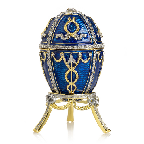 Cutie decorativă tip ou Fabergé albastru - Keren Kopal