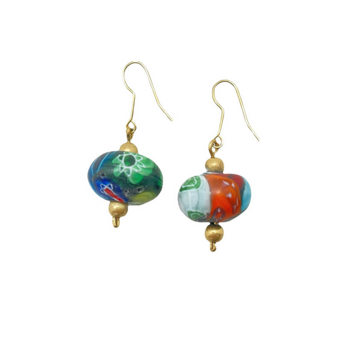 Cercel tip cârlig Jupiter din cristal de Murano